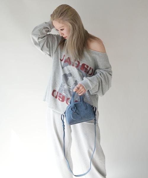 Jelly moo(ジェリームー)の「【 Jelly moo / ジェリームー 】 デニム風 フェイクレザー ミニボストン 2way ショルダー バッグ #_(ボストンバッグ・レディース・ブラック/ブルー/グレー・FREE)」の3枚目の写真