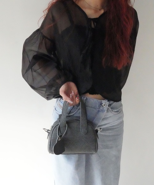 Jelly moo(ジェリームー)の「【 Jelly moo / ジェリームー 】 デニム風 フェイクレザー ミニボストン 2way ショルダー バッグ #_(ボストンバッグ・レディース・ブラック/ブルー/グレー・FREE)」の5枚目の写真