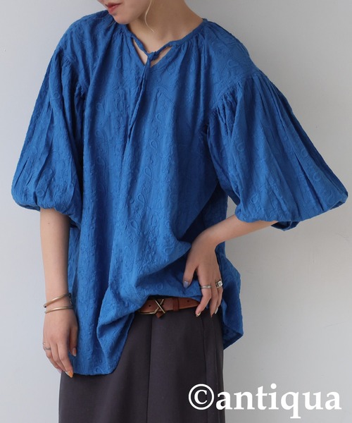 ペイズリー刺繍ブラウス（シャツ/ブラウス）｜antiqua