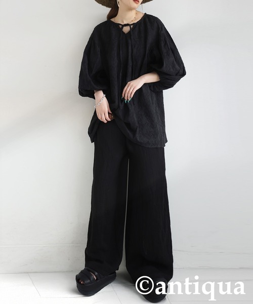 antiqua(アンティカ)の「ペイズリー刺繍ブラウス(シャツ/ブラウス・レディース・ブルー/ライトグリーン/オフホワイト/ブラック・ONESIZE)」の10枚目の写真