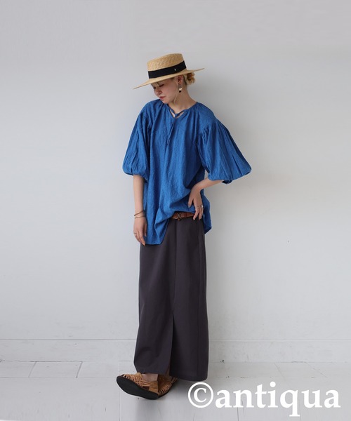 antiqua(アンティカ)の「ペイズリー刺繍ブラウス(シャツ/ブラウス・レディース・ブルー/ライトグリーン/オフホワイト/ブラック・ONESIZE)」の19枚目の写真
