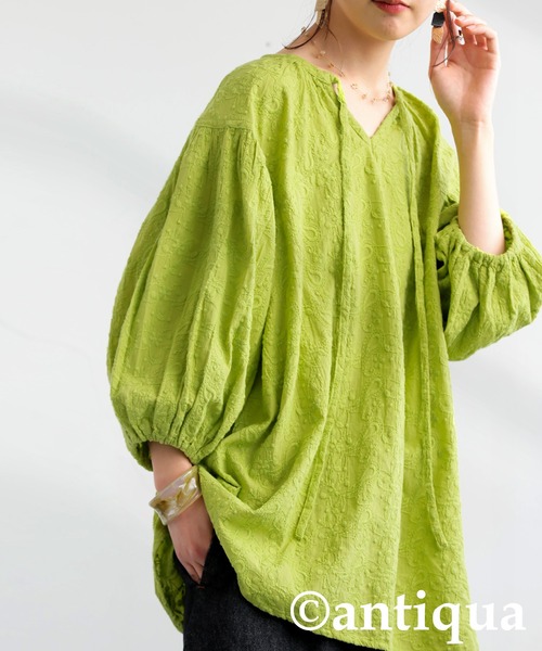 antiqua(アンティカ)の「ペイズリー刺繍ブラウス(シャツ/ブラウス・レディース・ブルー/ライトグリーン/オフホワイト/ブラック・ONESIZE)」の15枚目の写真