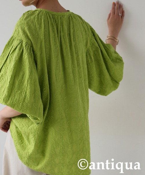 antiqua(アンティカ)の「ペイズリー刺繍ブラウス(シャツ/ブラウス・レディース・ブルー/ライトグリーン/オフホワイト/ブラック・ONESIZE)」の17枚目の写真