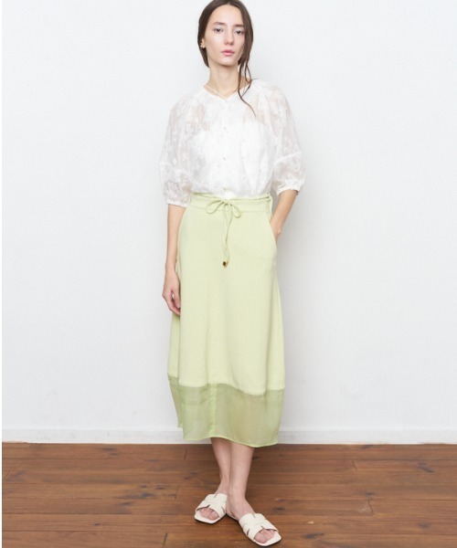 Muel Chic(ミュエルシック)の「Adela pearl 2way blouse アデラパール2wayブラウス(シャツ/ブラウス・レディース・オフホワイト/ブラック/クリアブルー・FREE)」の9枚目の写真