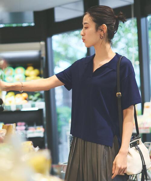 OPAQUE.CLIP（オペークドットクリップ）の「スキッパーニット【UV/接触冷感/抗ピル/洗濯機洗い可】（ニット/セーター・レディース・ホワイト/ネイビー/ブラウン系その他/レッド系1・38/40/42）」の10枚目の写真