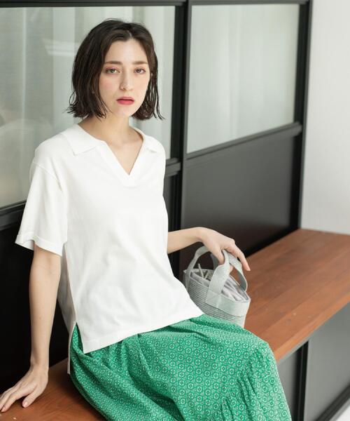 OPAQUE.CLIP（オペークドットクリップ）の「スキッパーニット【UV/接触冷感/抗ピル/洗濯機洗い可】（ニット/セーター・レディース・ホワイト/ネイビー/ブラウン系その他/レッド系1・38/40/42）」の11枚目の写真