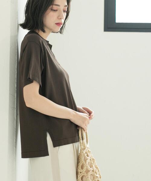 OPAQUE.CLIP（オペークドットクリップ）の「スキッパーニット【UV/接触冷感/抗ピル/洗濯機洗い可】（ニット/セーター・レディース・ホワイト/ネイビー/ブラウン系その他/レッド系1・38/40/42）」の21枚目の写真