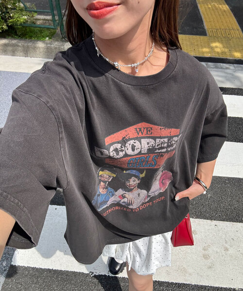 CIAOPANIC（チャオパニック）の「ピグメントバンドTEE（Tシャツ/カットソー・レディース・ホワイト/チャコールグレー/ピンク/オフホワイト/グレー/ブルー・FREE）」の5枚目の写真