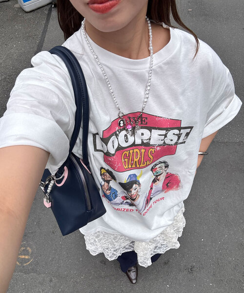CIAOPANIC（チャオパニック）の「ピグメントバンドTEE（Tシャツ/カットソー・レディース・ホワイト/チャコールグレー/ピンク/オフホワイト/グレー/ブルー・FREE）」の3枚目の写真
