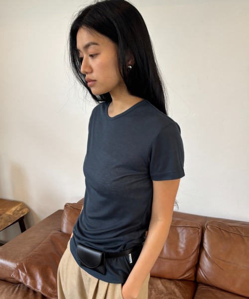 tシャツ シアーハーフスリーブカットソー レディース シアーハーフスリーブTEE（Tシャツ/カットソー）｜FUULLY STUDIO