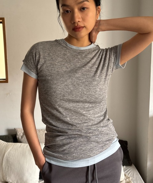 シアーハーフスリーブTEE（Tシャツ/カットソー）｜FUULLY STUDIO