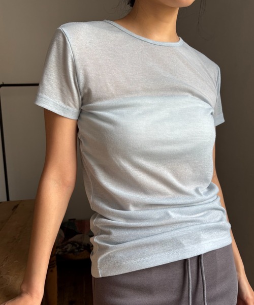 tシャツ シアーハーフスリーブカットソー レディース シアーハーフスリーブTEE（Tシャツ/カットソー）｜FUULLY STUDIO
