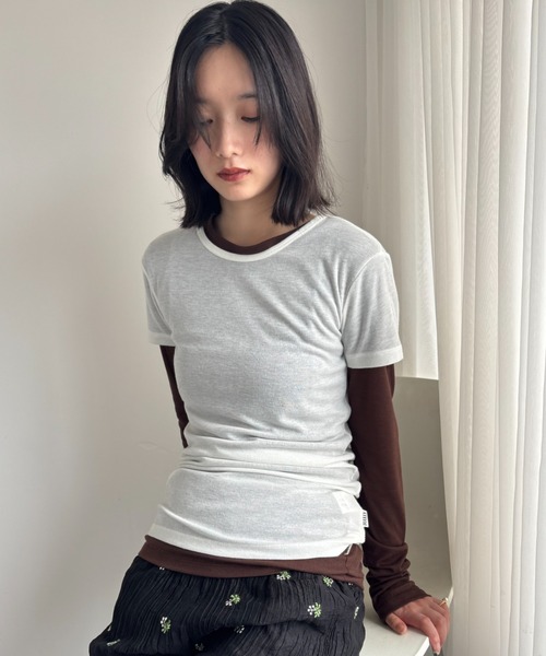 tシャツ シアーハーフスリーブTEE レディース シアーハーフスリーブTEE（Tシャツ/カットソー）｜FUULLY STUDIO