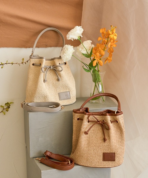 セール】drawstring ribbon basket bag / ドロストリボンカゴ