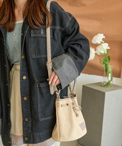 セール】drawstring ribbon basket bag / ドロストリボンカゴ