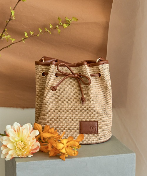 drawstring ribbon basket bag / ドロストリボンカゴバッグ