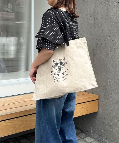 grace grace （グラスグラス）の「【grace grace/グラスグラス】グラスケリネンサブバッグL（トートバッグ・レディース・ブラック系その他・FREE）」の10枚目の写真