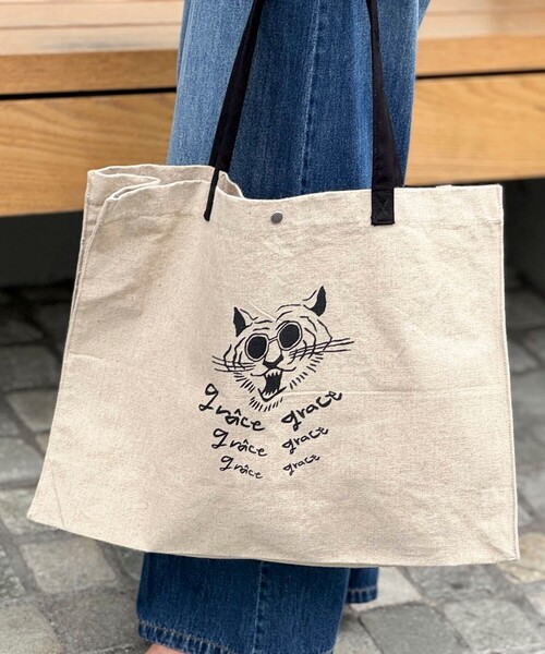 grace grace （グラスグラス）の「【grace grace/グラスグラス】グラスケリネンサブバッグL（トートバッグ・レディース・ブラック系その他・FREE）」の8枚目の写真