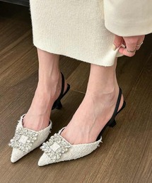 専用コンビニツイードパンプス　ホワイト ランダ RANDA ツイードパンプス （WHITE） -ファッション通販