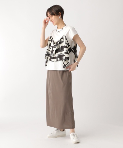 Elura（エルーラ）の「スカーフドッキングＴシャツ/322550（Tシャツ/カットソー・レディース・ブラック/ホワイト・FREE）」の10枚目の写真