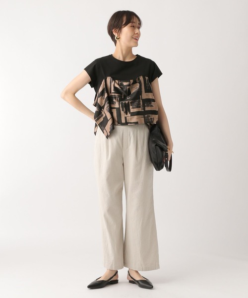 Elura（エルーラ）の「スカーフドッキングＴシャツ/322550（Tシャツ/カットソー・レディース・ブラック/ホワイト・FREE）」の6枚目の写真