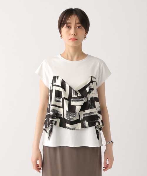 Elura（エルーラ）の「スカーフドッキングＴシャツ/322550（Tシャツ/カットソー・レディース・ブラック/ホワイト・FREE）」の4枚目の写真