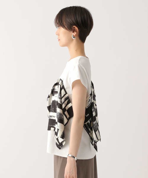 Elura（エルーラ）の「スカーフドッキングＴシャツ/322550（Tシャツ/カットソー・レディース・ブラック/ホワイト・FREE）」の3枚目の写真