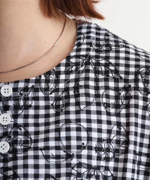 EMAGO レモンとオレンジ総柄刺繍ブラウス（シャツ/ブラウス
