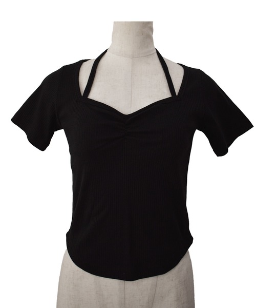 Reurie'(レウリィ)の「【ZOZO限定】リブチョーカートップ/rib choker top 半袖 カットソー リボン ホワイト グレー ブラック アレンジ カジュアル(Tシャツ/カットソー・レディース・グレー/ブラック/ホワイト・FREE)」の12枚目の写真