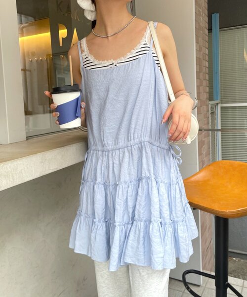 mystic(ミスティック)の「ティアードキャミチュニック(チュニック・レディース・ブラック/オフホワイト/ブルー・FREE)」の19枚目の写真