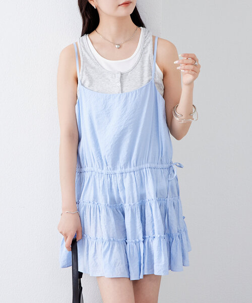 mystic(ミスティック)の「ティアードキャミチュニック(チュニック・レディース・ブラック/オフホワイト/ブルー・FREE)」の8枚目の写真