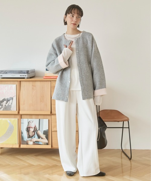 ANGIE（アンジー）の「ポンチ カーブ コクーン スウェット イージー パンツ（スウェットパンツ・レディース・オフホワイト/杢グレー/ブラック・FREE）」の2枚目の写真