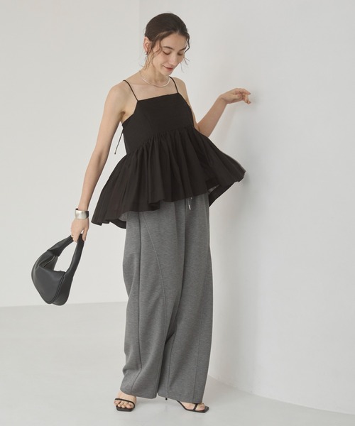 ANGIE（アンジー）の「ポンチ カーブ コクーン スウェット イージー パンツ（スウェットパンツ・レディース・オフホワイト/杢グレー/ブラック・FREE）」の4枚目の写真