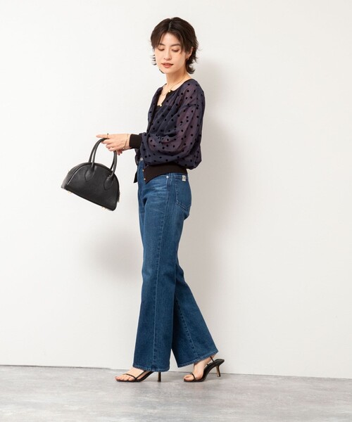 NOLLEY’S（ノーリーズ）の「シアーフロッキードットクルーネックカーディガン（カーディガン/ボレロ・レディース・キャメル/キナリ/ネイビー/ブラック・38）」の7枚目の写真