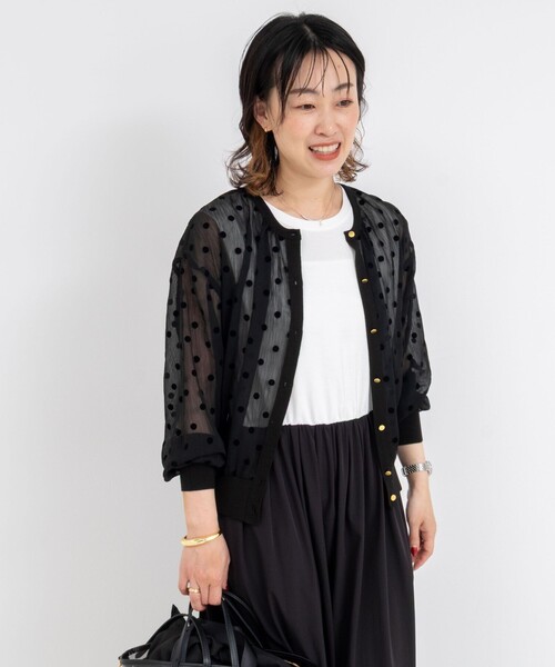 NOLLEY’S（ノーリーズ）の「シアーフロッキードットクルーネックカーディガン（カーディガン/ボレロ・レディース・キャメル/キナリ/ネイビー/ブラック・38）」の19枚目の写真