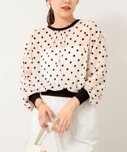 NOLLEY'S♡シアーフロッキードット柄クルーネックカーディガン 楽天市場】《手洗い可能》シアーフロッキードット柄クルーネック