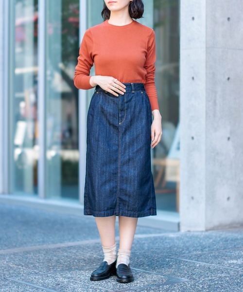 D.M.G.（ドミンゴ）の「[D.M.G / ディーエムジー] 10ozムラ糸デニム アーモンドスカート（デニムスカート・レディース・ワンウォッシュ・M/S）」の4枚目の写真