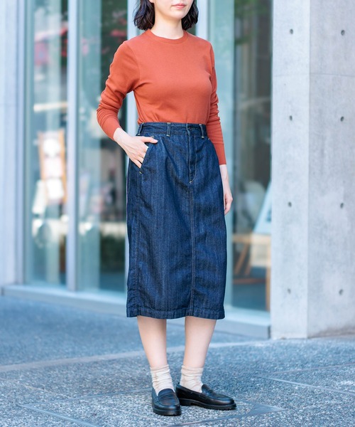 D.M.G.（ドミンゴ）の「[D.M.G / ディーエムジー] 10ozムラ糸デニム アーモンドスカート（デニムスカート・レディース・ワンウォッシュ・M/S）」の6枚目の写真