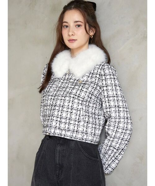 2WAYクラシカルツイードティペットJK（ノーカラージャケット