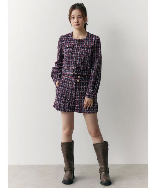 2WAYクラシカルツイードティペットJK（ノーカラージャケット