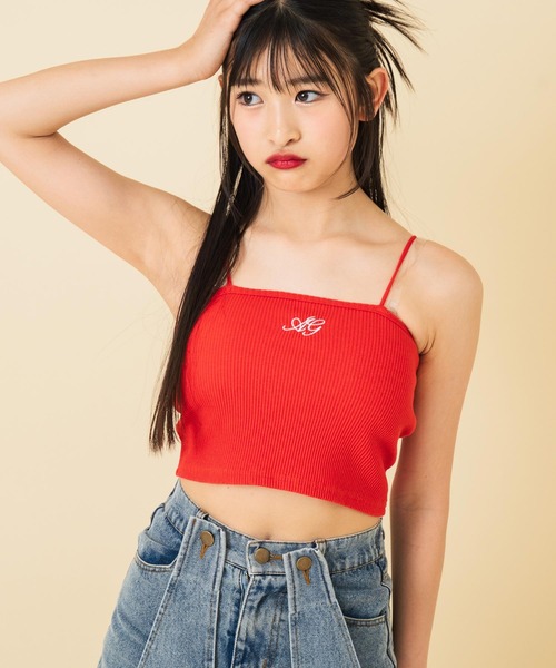 セール】刺繍 キャミソール パッド入り【キッズお揃い】（キャミソール