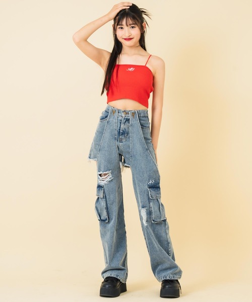 ANAP GｉRL（アナップガール）の「刺繍 キャミソール パッド入り【キッズお揃い】（キャミソール・キッズ・グレー/ブラック/ホワイト/レッド・M/S/XS）」の12枚目の写真