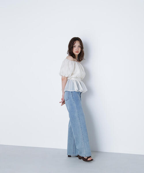 NATURAL BEAUTY BASIC（ナチュラルビューティーベーシック）の「◇シアーギャザーペプラムブラウス（シャツ/ブラウス・レディース・ダークブラウン/ベージュ/ラベンダー/チャコールグレー/オフホワイト・SMALL/MEDIUM）」の19枚目の写真