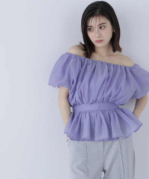 シアーギャザーペプラムブラウス　24SS 楽天市場】シアーギャザーペプラムブラウス 24SS NATURAL BEAUTY