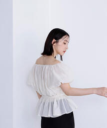 NATURAL BEAUTY BASIC | ◇【WEB限定カラー：ベージュ】シアーギャザーペプラムブラウス(シャツ/ブラウス)