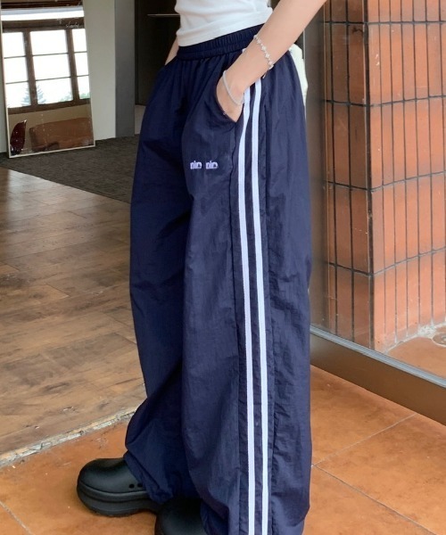 OPPOSE DUALLTY ナイロンパンツ wide silhouette pants / black（ワイドシルエットパンツ