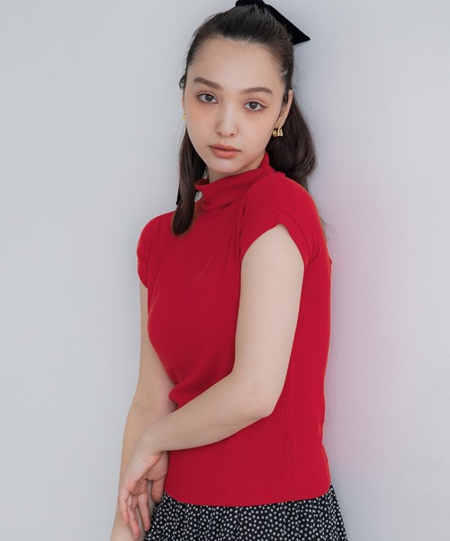 coca(coca)(コカ)の「テレコリブハイネックTシャツ(Tシャツ/カットソー・レディース・ホワイト/レッド/チャコール/ブラック・M/L/S)」の4枚目の写真
