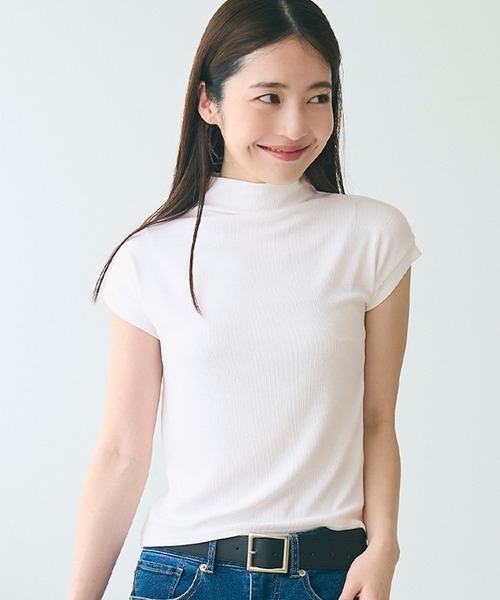 coca(coca)(コカ)の「テレコリブハイネックTシャツ(Tシャツ/カットソー・レディース・ホワイト/レッド/チャコール/ブラック・M/L/S)」の2枚目の写真