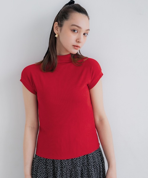 PICONE ピッコーネ　リブハイネックTシャツ 38 レッド PICONE ピッコーネ リブハイネックTシャツ 38 レッド