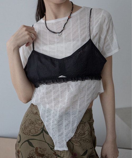 VACANCY（ヴァカンシー）の「チャーム付きシアーキャミビスチェ（キャミソール・レディース・アイボリー/ブラック・FREE）」の17枚目の写真